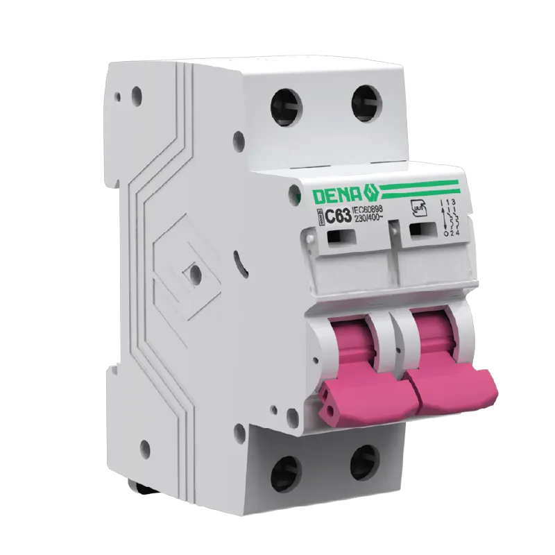 کلید مینیاتوری دو پل هولدر صورتی دنا الکتریک ایرانیان